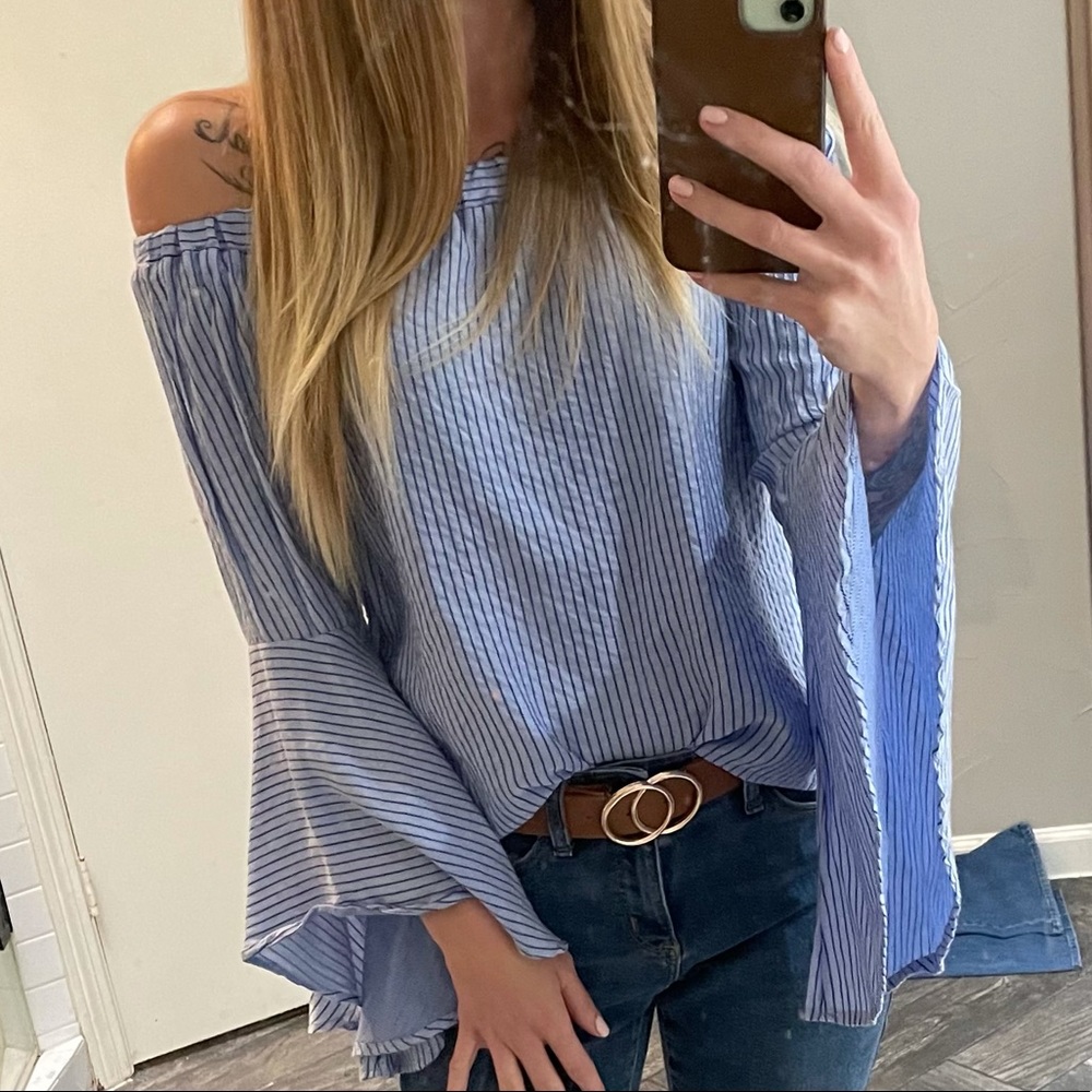 Off-The-Shoulder Belle Sleeve Top